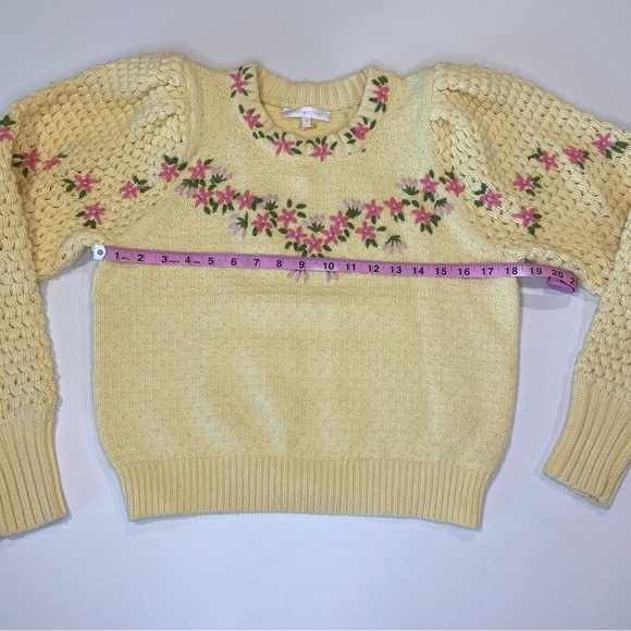 LoveShackFancy Sweater Kenzly Crochet Pullover in Mellow Yellow - Picture 15 of 17